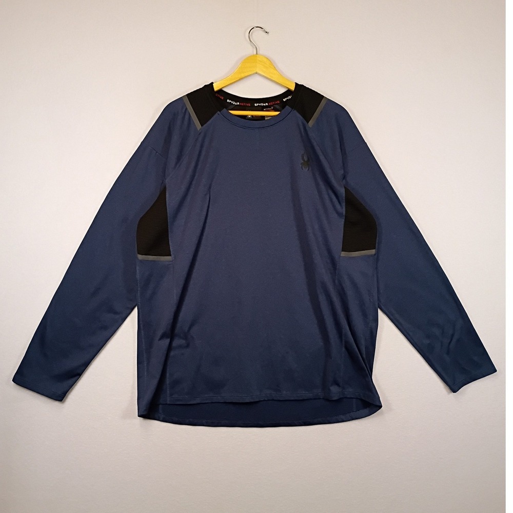 Gorpcore Spyder Active Mens Large Blue Reflective Mesh Panel Long Sleeve Shirt
